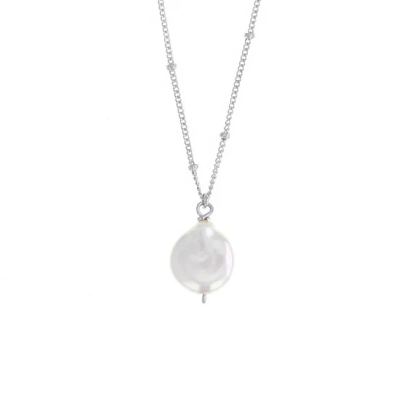 Lotus Jewelry Studio Coin Pearl Stone 16” Necklace Sterling Silver