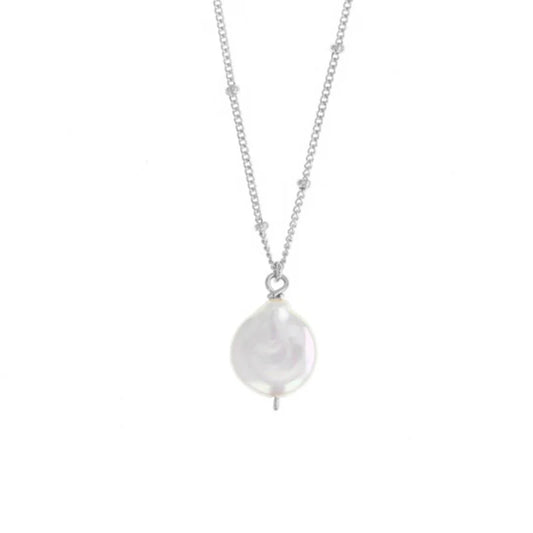 Lotus Jewelry Studio Coin Pearl Stone 16” Necklace Sterling Silver