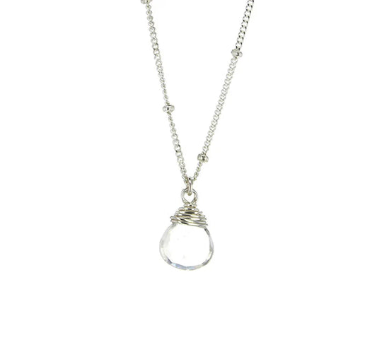 Lotus Jewelry Studio Clear Quartz Stone 16” Necklace Sterling Silver