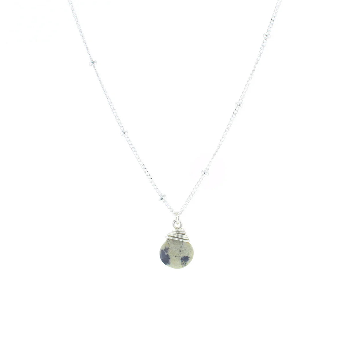 Lotus Jewelry Studio Dalmatian Jasper Stone 16” Necklace Sterling Silver