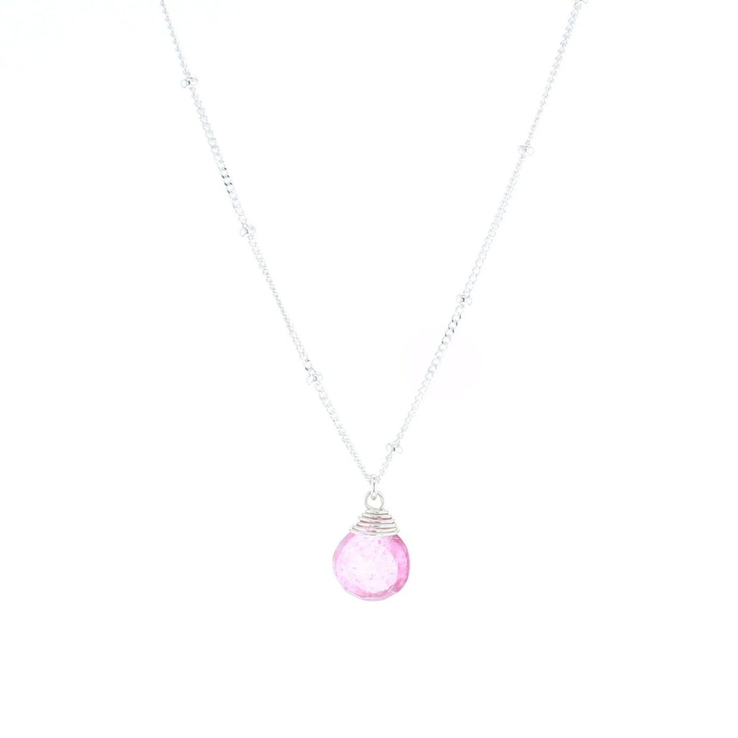 Lotus Jewelry Studio Pink Topaz Stone 16” Necklace Sterling Silver