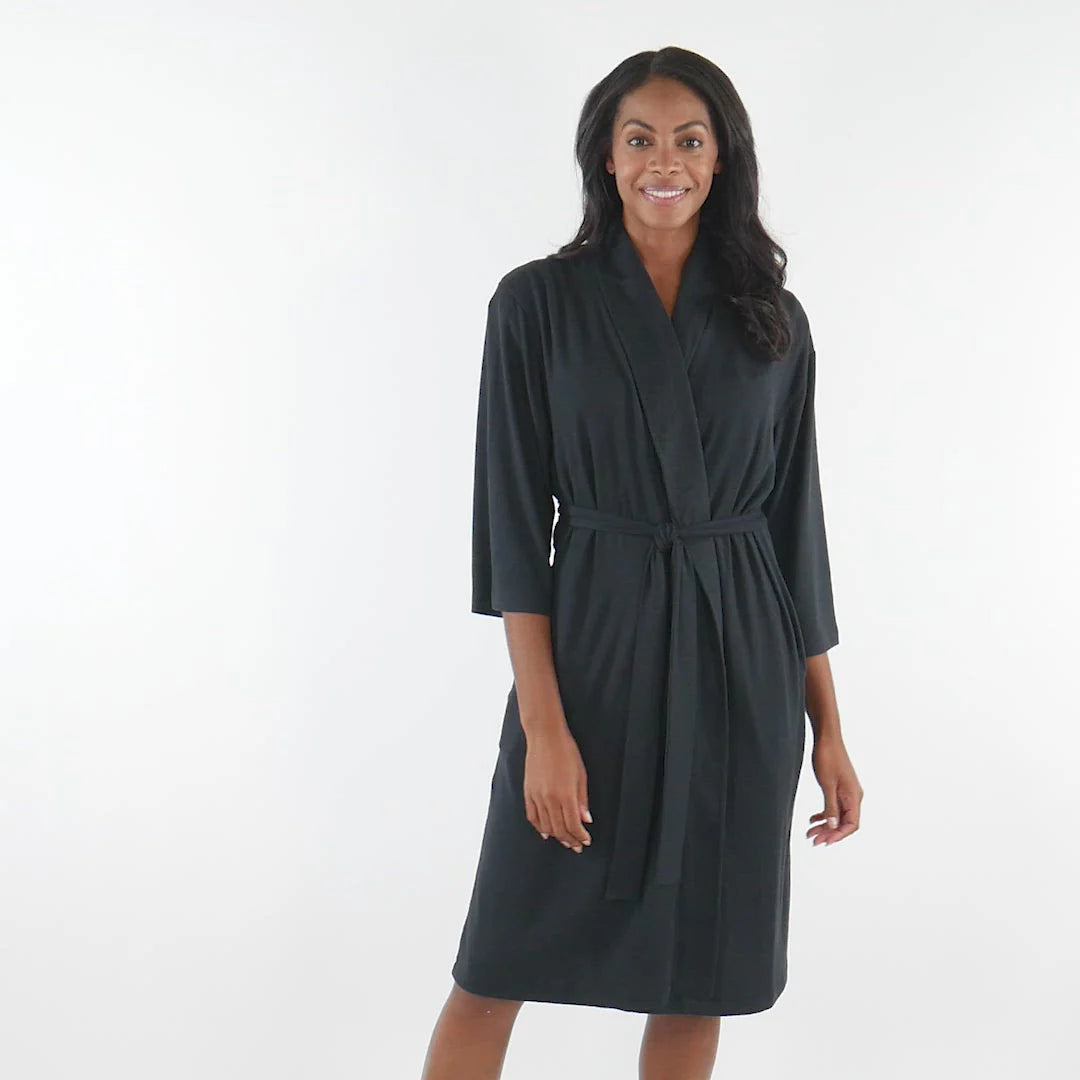 Softies Dream shawl Collar Robe Black S/M