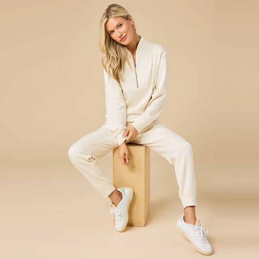 Softies Dream Tech 1/4 Zip Jogger Set ALMOND size L