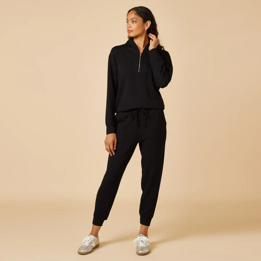Softies Dream Tech 1/4 Zip Jogger Set Black Size L