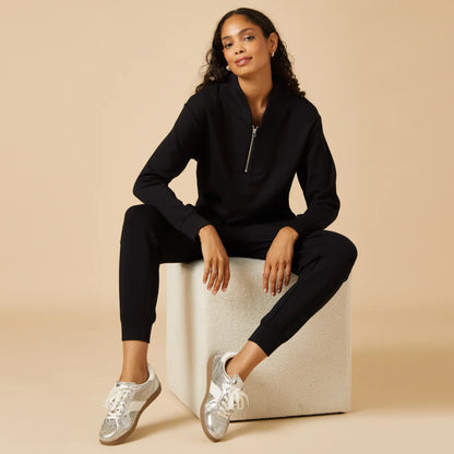 Softies Dream Tech 1/4 Zip Jogger Set Black Size L