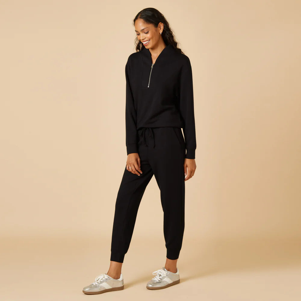 Softies Dream Tech 1/4 Zip Jogger Set Black Size L