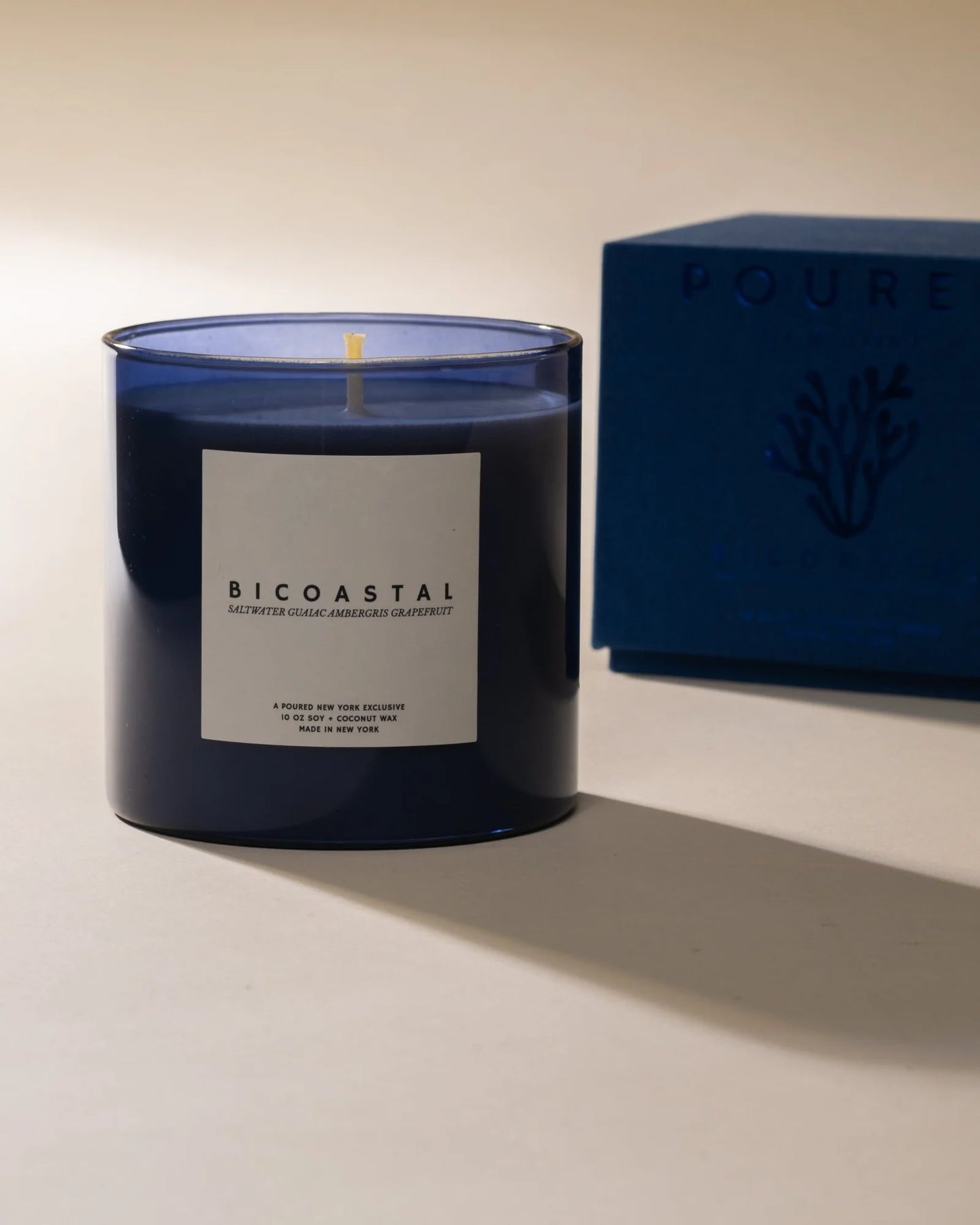 Poured New York Biocoastal 10oz Soy Wax Candle-Saltwater/Gualac/Ambergris/Grapefruit