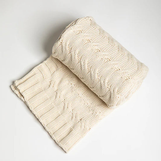 Pink Lemonade Chunky Cable Organic Cotton Throw Blanket