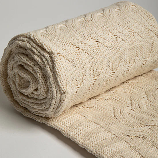 Pink Lemonade Chunky Cable Organic Cotton Throw Blanket