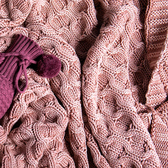 Pink Lemonade Washed Curvy Cotton Knit Throw Blanket Pink