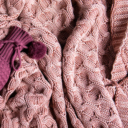 Pink Lemonade Washed Curvy Cotton Knit Throw Blanket Pink