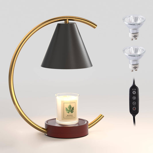 Dimmable Electric Candle Warmer with Timer and Bulbs: Black