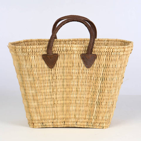 RECT STRAW BAG W/LEATHER SH