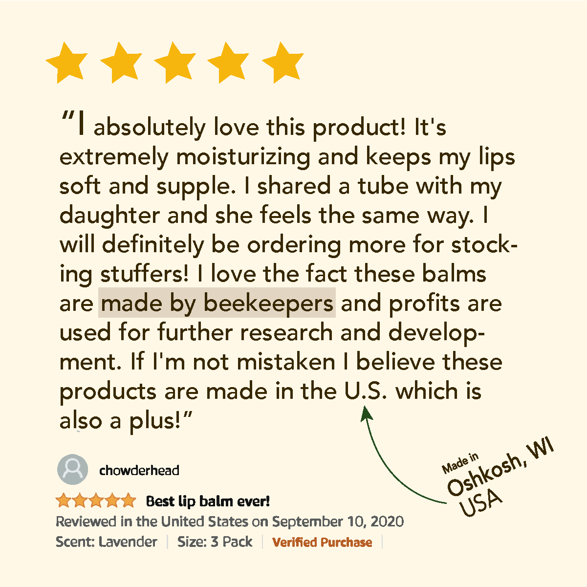 Bee Bella Candy Cane Lip Balm | 6 Pack