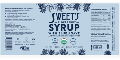 Sweet’s Elderberry Syrup with Blue Agave  (SHELF STABLE) - 8 oz