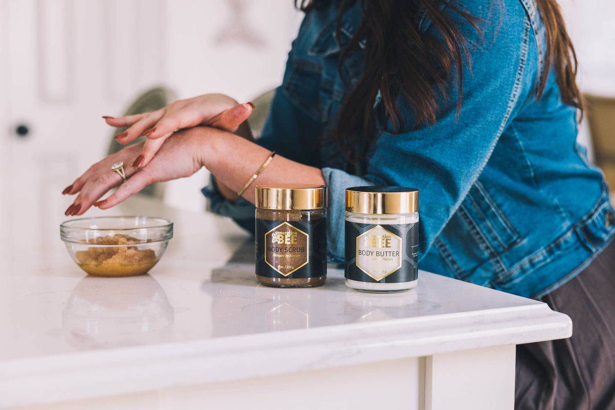 Generation Bee All-Natural Sugar & Salt Body Scrub - 8 oz Glass Jar