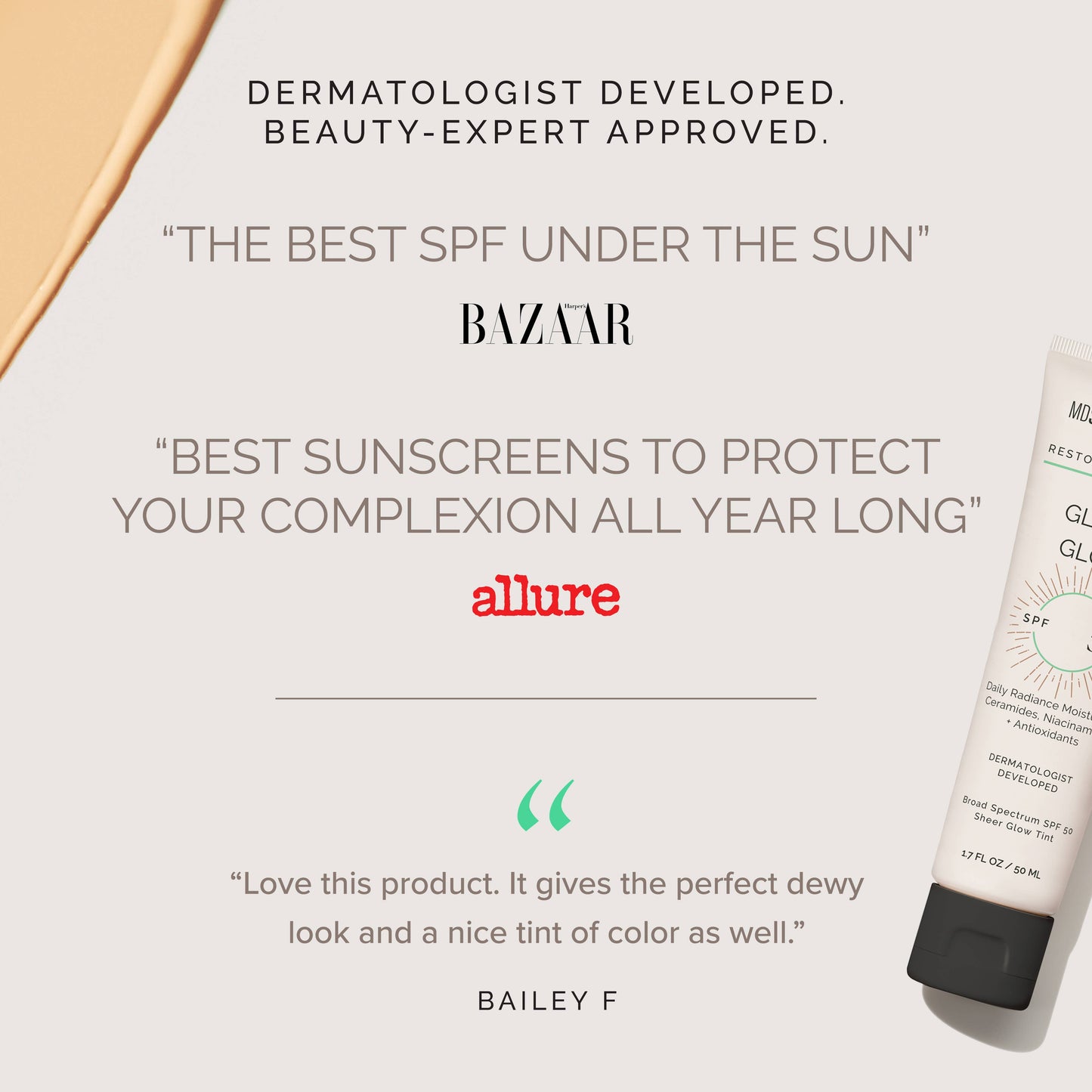 MD Solar Sciences Gleam + Glow SPF 50 1.7 oz | Tinted Moisturizer with SPF: Gleam + Glow SPF 50 | 1.7 oz
