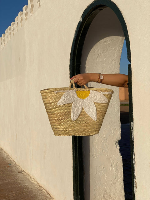 STRAW beach bag Medium / No Lining FLOWER