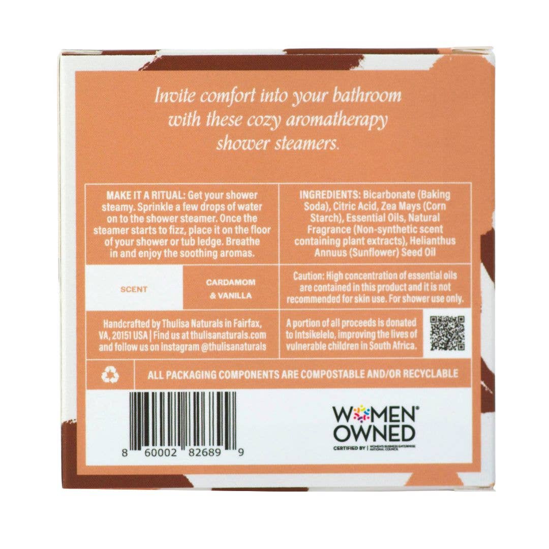 Thulisa Naturals Fall Shower Steamers | Cardamom + Vanilla | 4 pack gift set