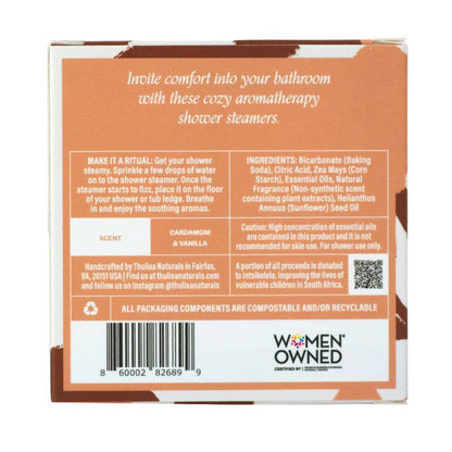 Thulisa Naturals Fall Shower Steamers | Cardamom + Vanilla | 4 pack gift set